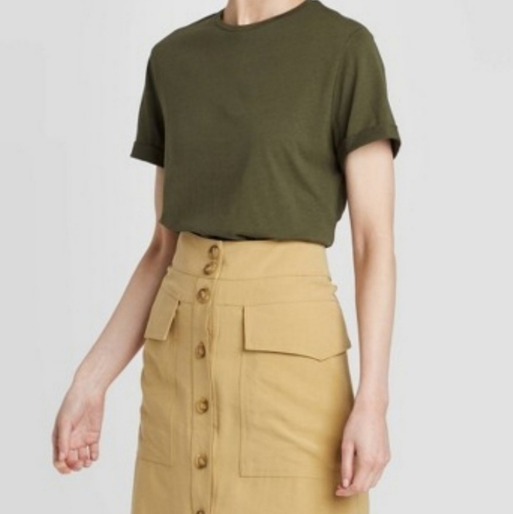 High Rise Button Front Skirt - Picture 3 of 5